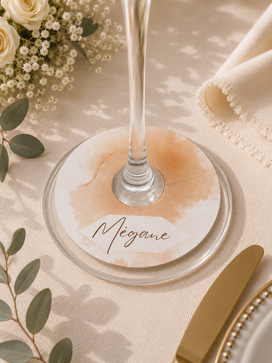 Marque-place mariage Bohème chic ocre - Lot de 10