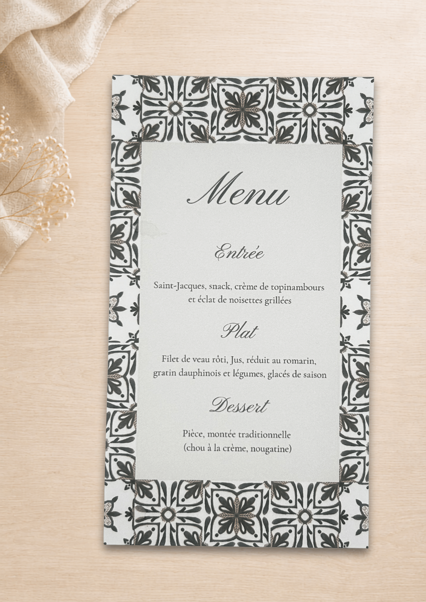 Menu mariage Azulejos Marron