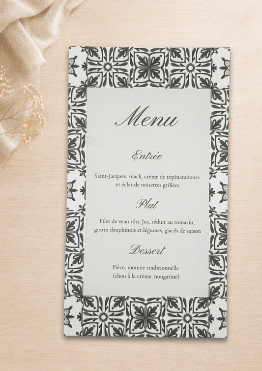 Menu mariage Azulejos Marron