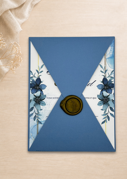Faire-part mariage Floral bleu