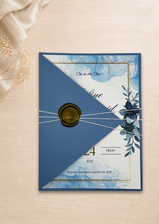 Faire-part mariage Floral bleu