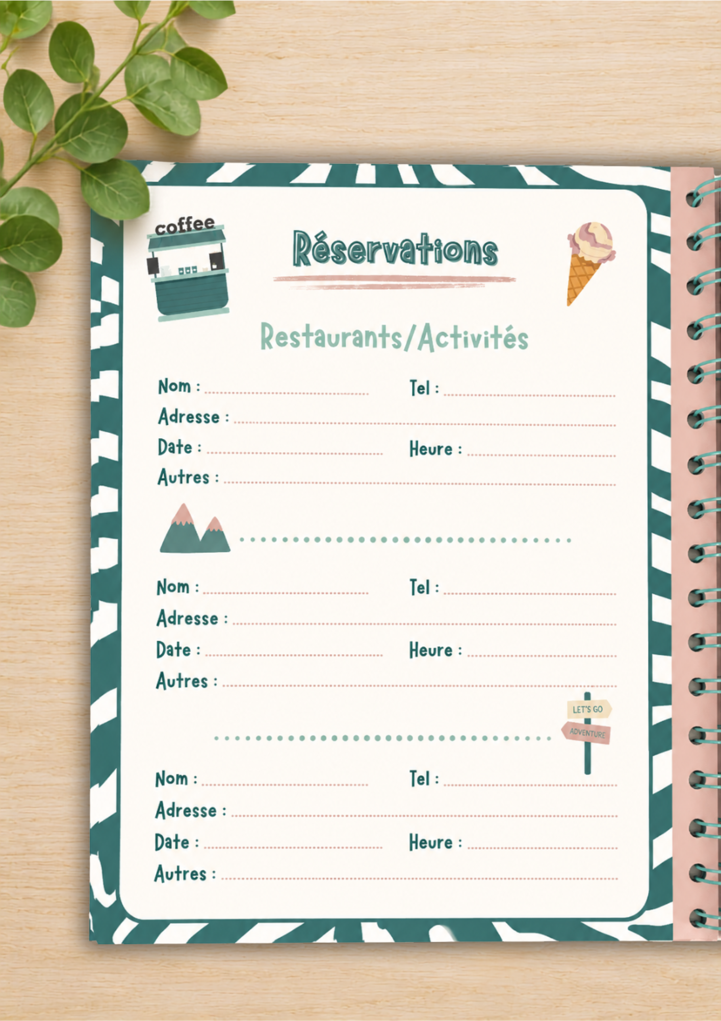 Carnet organisateur de vacance