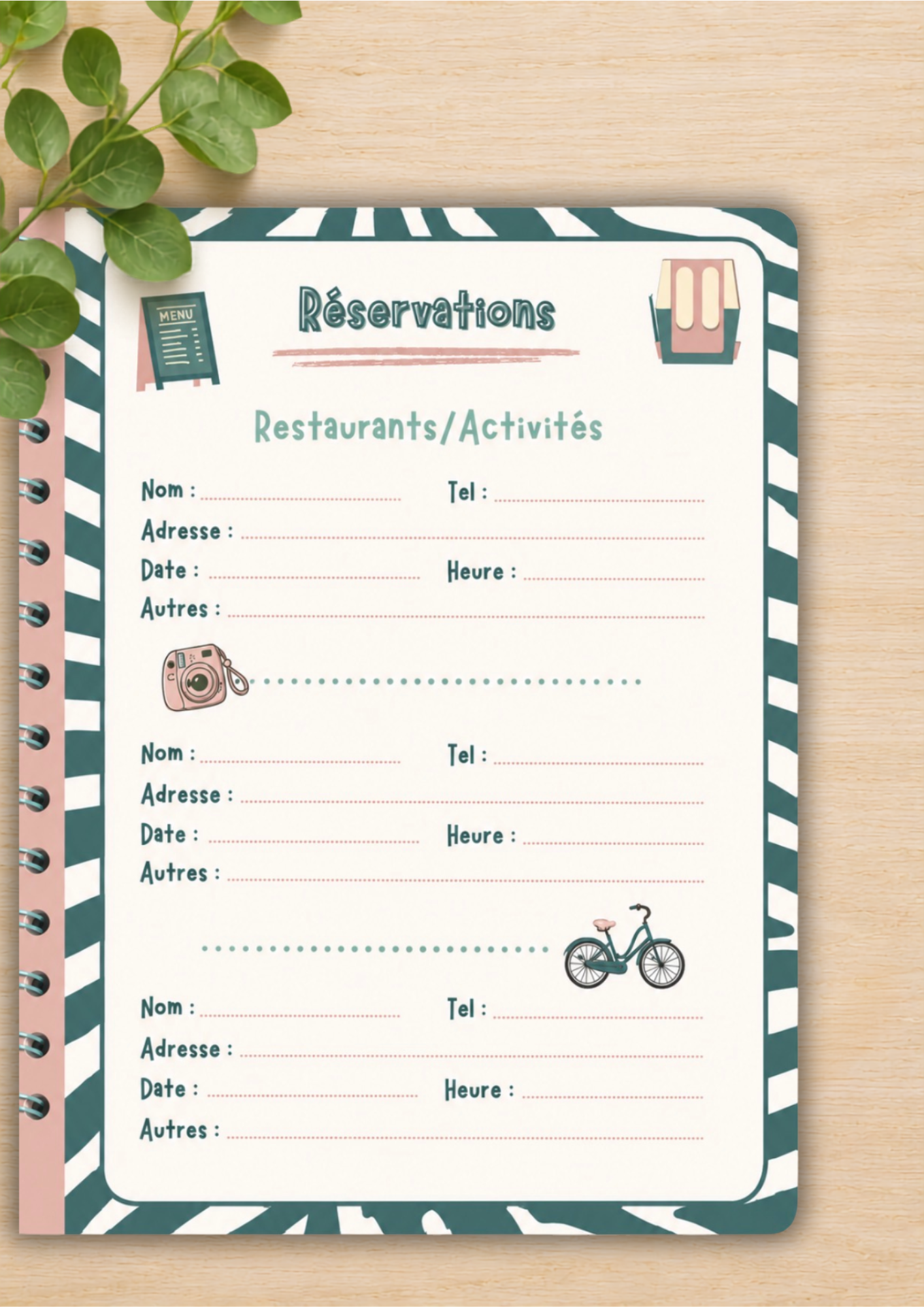 Carnet organisateur de vacance