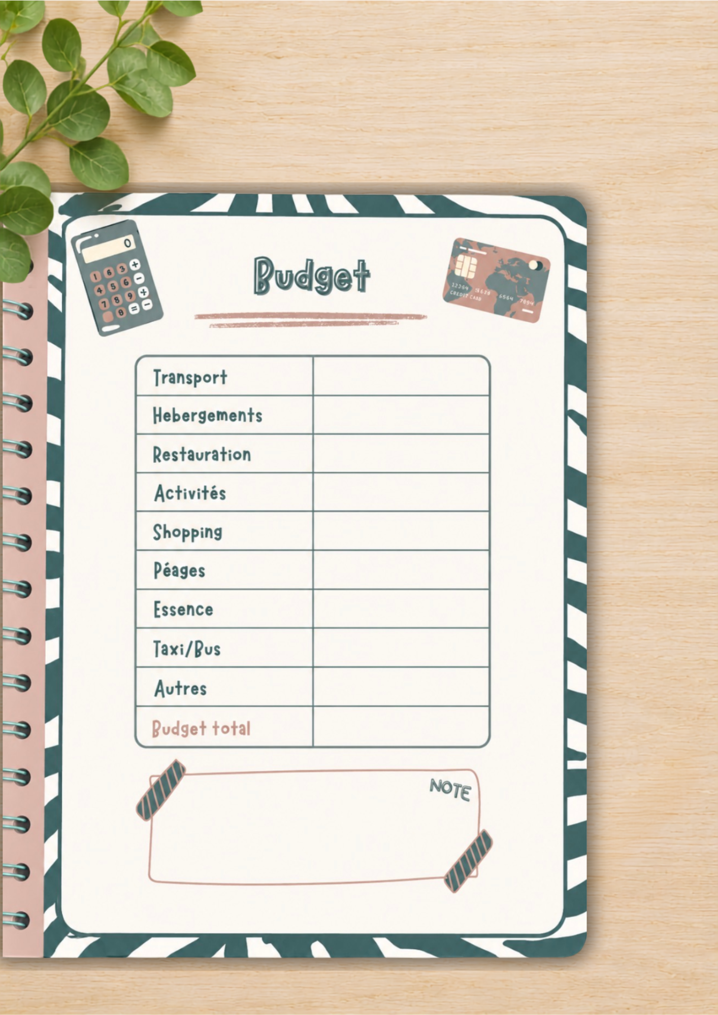 Carnet organisateur de vacance