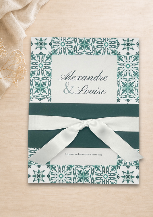 Faire-part mariage Azulejos Vert