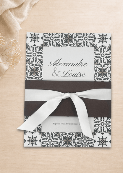 Faire-part mariage Azulejos Marron