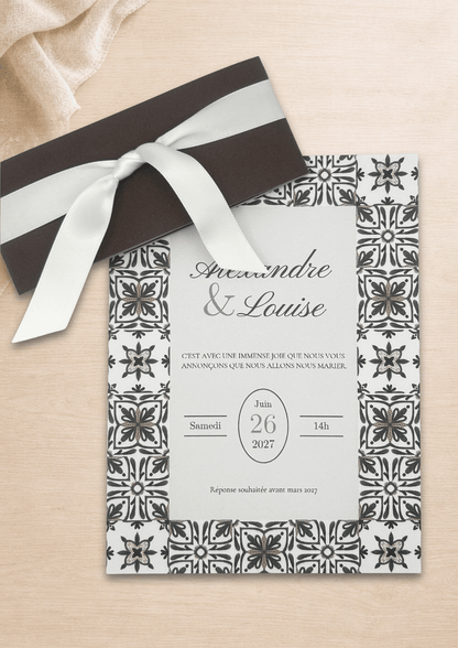 Faire-part mariage Azulejos Marron