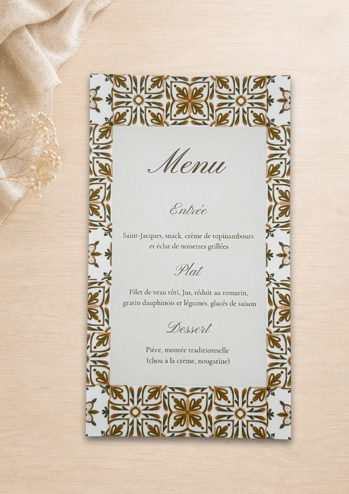 Menu mariage Azuleros Doré