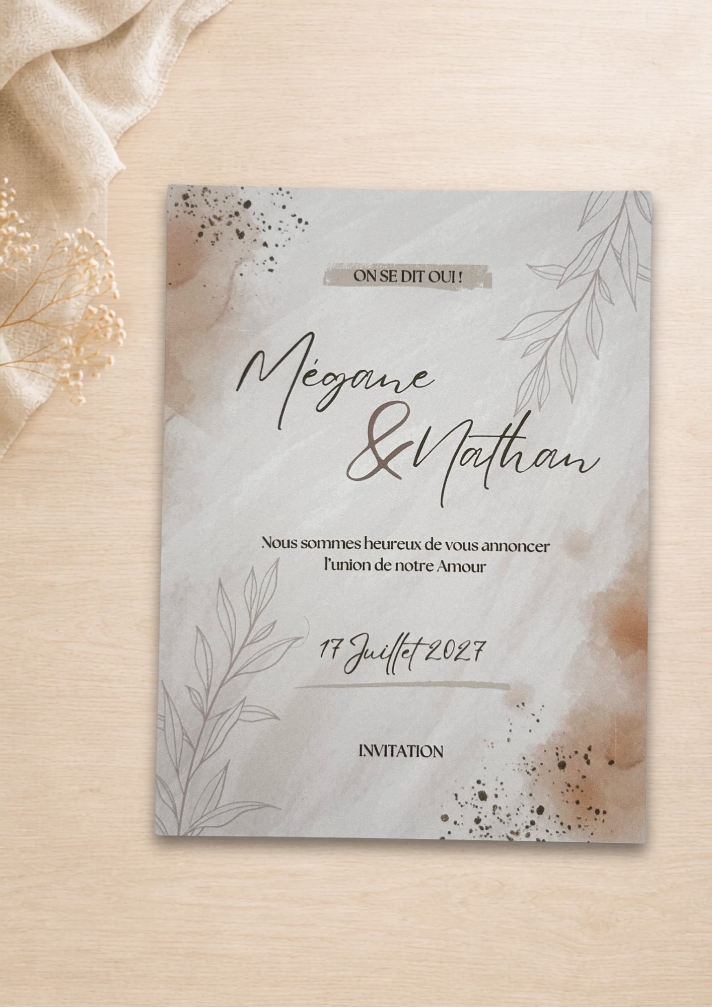 Faire-part mariage Bohème chic Ocre