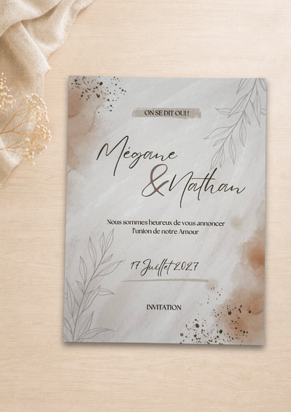 Faire-part mariage Bohème chic Ocre
