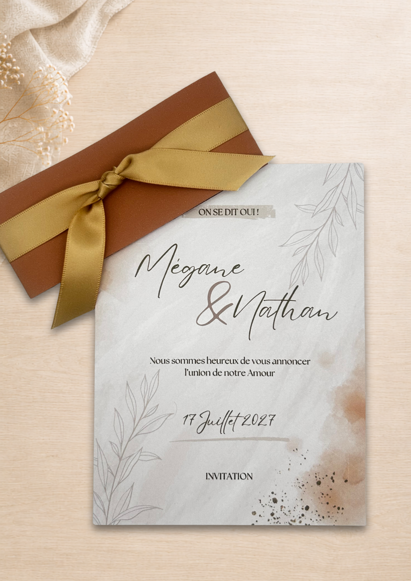 Faire-part mariage Bohème chic Ocre