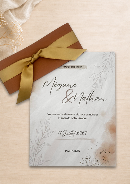 Faire-part mariage Bohème chic Ocre
