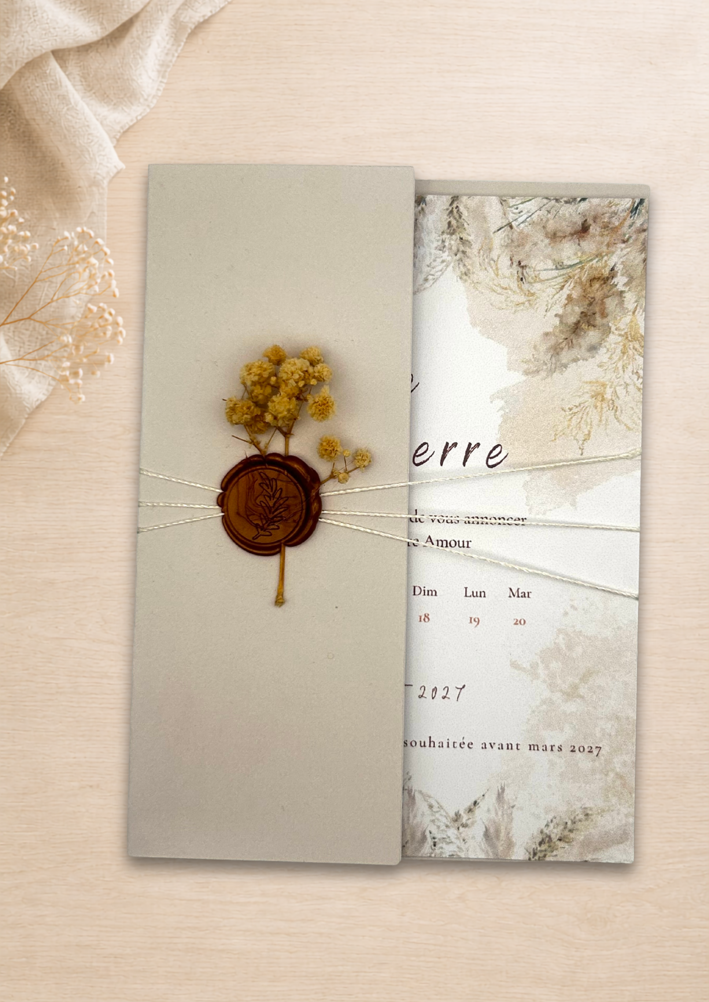 Faire-part mariage Champêtre beige
