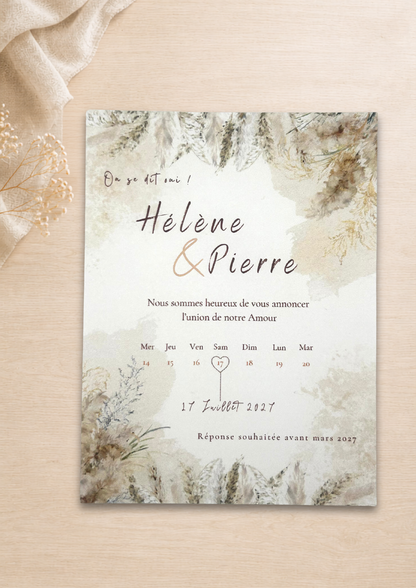 Faire-part mariage Champêtre beige