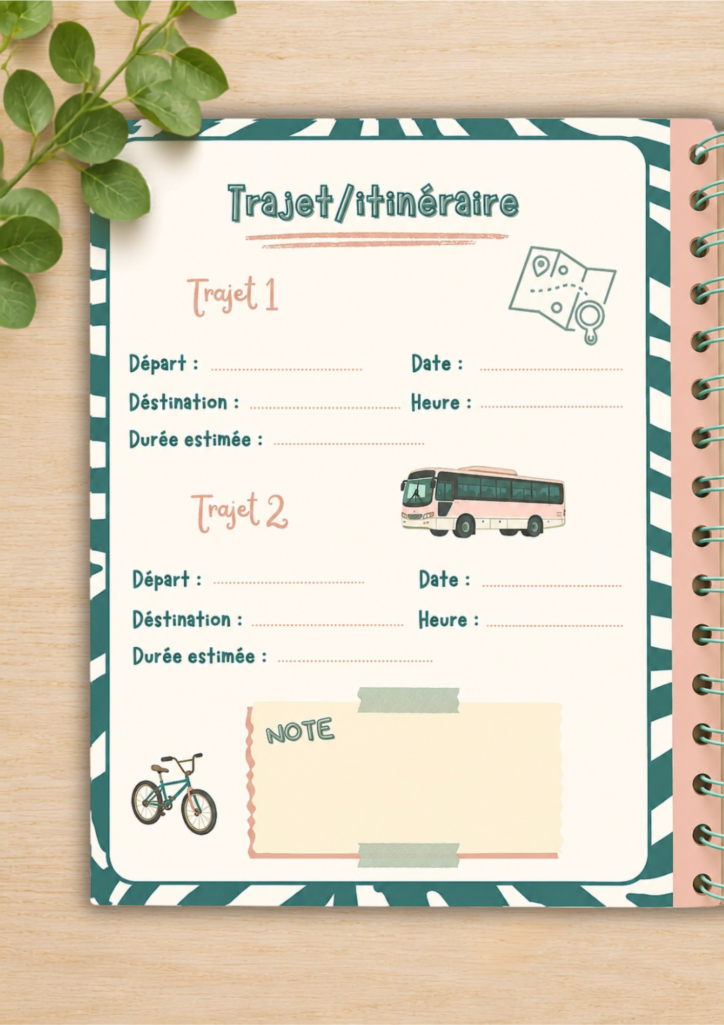 Carnet organisateur de vacance