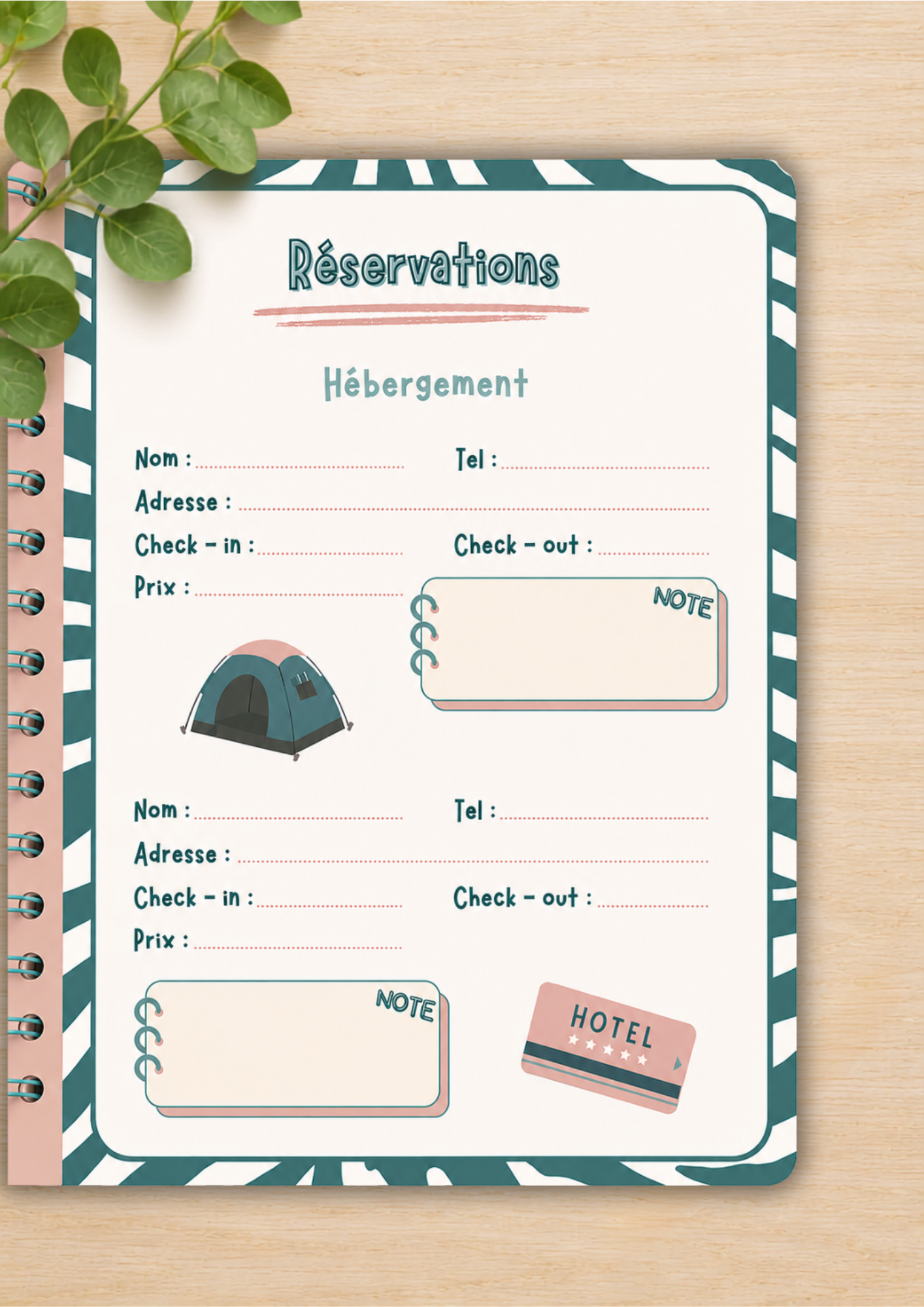 Carnet organisateur de vacance